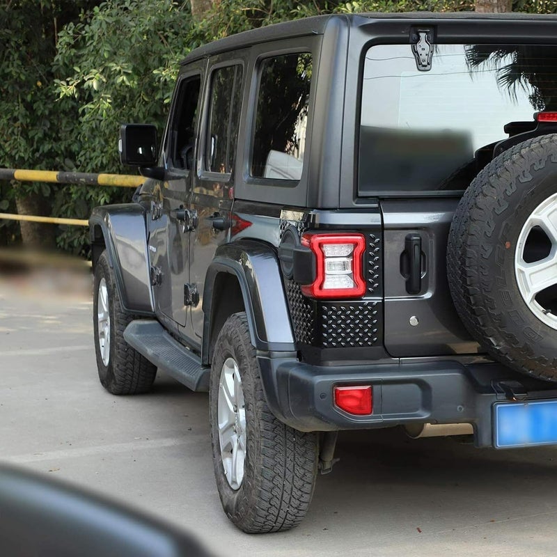 Wocch JL Rear Corner Guards Body Armor Kit Tail Light Trim Covers Compatible with 2018-2026 Jeep Wrangler JL JLU Rear Quarter Panel Black Diamond Armour - Image 5